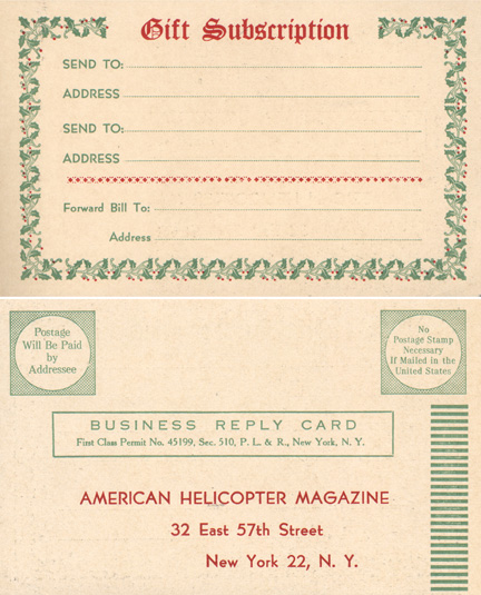 December 1945 sub card